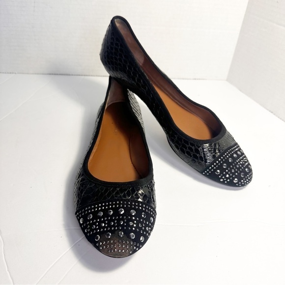 Donald J Pliner Reptile Print Studded Toe Leather Ballet Flats 8.5 - Picture 9 of 10